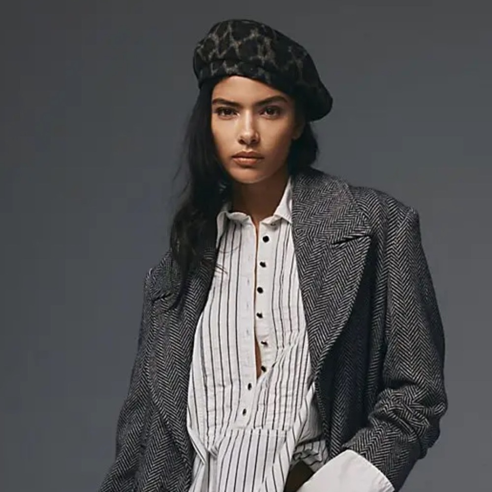 Free People x Understated Leather | Penny Leopard Beret Brown